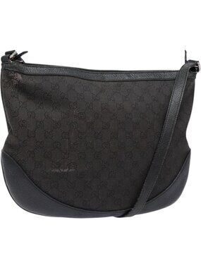 GUCCI GG Canvas Shoulder Bag Black Silver 272380